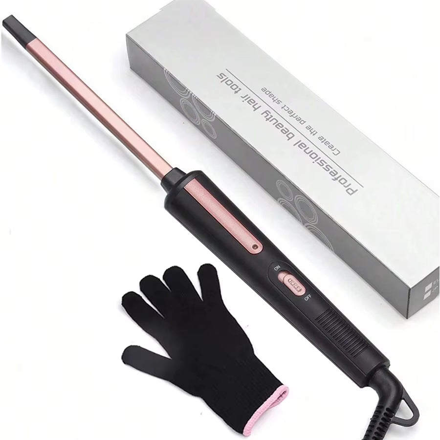 9Mm Square Barrel Curling Iron Tightly Coiled Curls Hair Curling Wand, Easy to Use, with a Resistant Glo