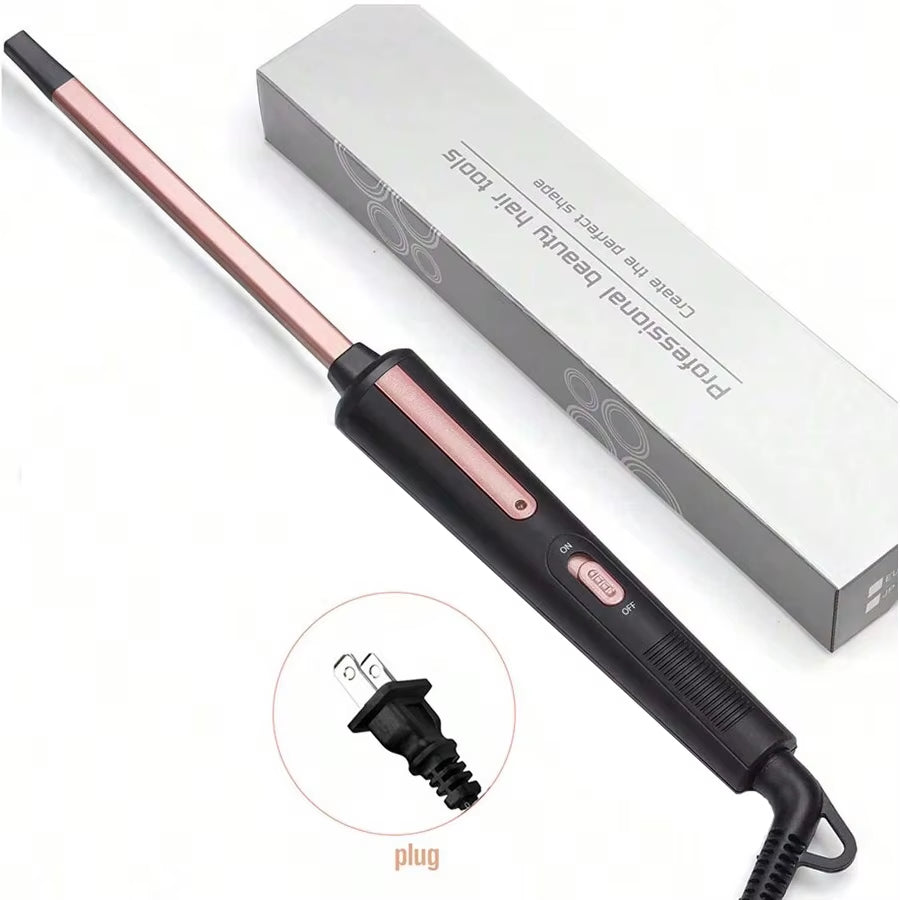 9Mm Square Barrel Curling Iron Tightly Coiled Curls Hair Curling Wand, Easy to Use, with a Resistant Glo